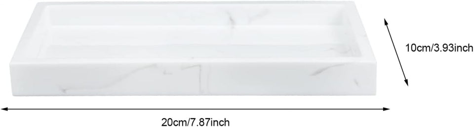 White Serving Tray Bathroom Toiletries Tray Resin Jewelry Storage Tray Marble Pattern Storage Tray Bathroom Toiletries Tray Sundries Storage Tray White Vanity Table