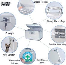Load image into Gallery viewer, Durable Empty Medicine Box Storage Box Lock Box for Storage Collection Organization Portable Lockable with Removable Sticker Tray Shoulder Strap (Medium )
