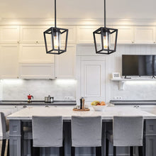 Load image into Gallery viewer, Pendant Lighting for Kitchen Island, 1-Light Black Pendant Lights with Glass Shade, Cage Hanging Light Fixtures, Farmhouse Pendant Light for Dining Room, Entryway, Hallway, Foyer

