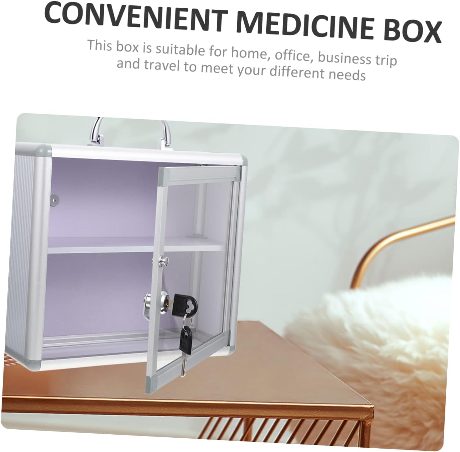 Medication Storage Case 1 Set Multi-Layer Medicine Box with Lock Office Accessories Car Lock Box Emergency Storage Box Locking Storage Box Wall-Mounted Locking Box Handle