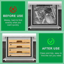 Load image into Gallery viewer, 3 in 1 Plastic Wrap Dispenser with Slide Cutter，Aluminum Foil, Wax and Plastic Wrap Dispenser Organizer
