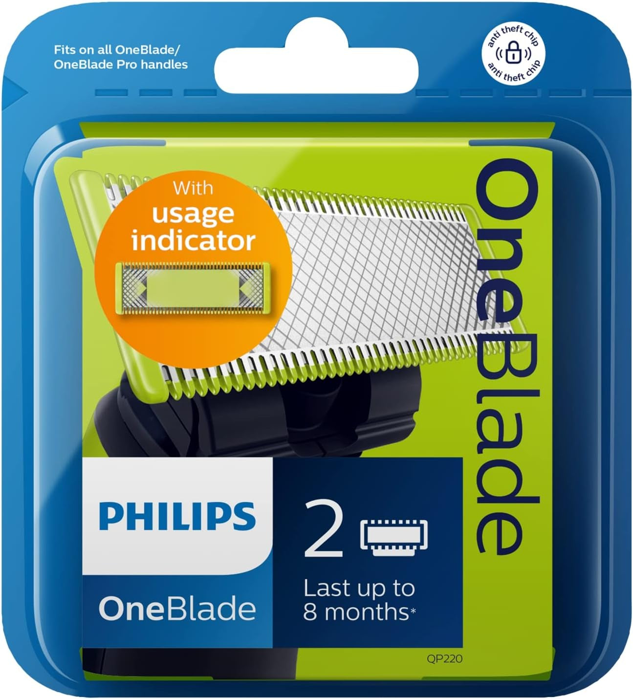 One Blade - Replaceable Blade That Fits All Oneblade Handles, 2-Pack, Lime, QP220/50