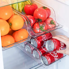 Load image into Gallery viewer, [2 Pack] Refrigerator Organizer Bins Can Dispenser Storage Holder, Soda Beverage Canned Food Container Bin Clear Plastic Pantry Storage Rack for Fridge Pantry Kitchen Countertops Cabinets
