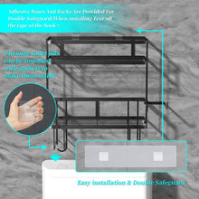 Load image into Gallery viewer, over Toilet Shower Caddy Storage Basket Shelf, 2 Tier Bathroom Storage Organizer, Free Standing Restroom Organizers for Paper Towels Shampoo, with Adhesive Base and Hooks, Space Saver
