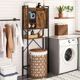 over the Toilet Storage Cabinet, 4-Tier Bathroom Space-Saver Rack over Toilet, Toilet Organizer Rack with with Cupboard and Adjustable Shelf, Easy Assembly, Rustic Brown TRHR0201