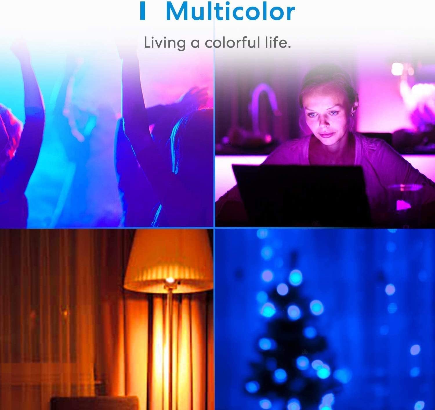 Light Bulb Smart Wifi LED Bulb Dimmable Multicolor RGBWW, Remote Control, Equivalent 60W E27 2700K-6500K 810 Lumens Compatible with Homekit Siri, Alexa, Smartthings and Google Home, 2 Pack