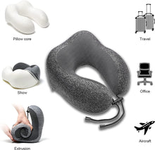 Load image into Gallery viewer, Travel Pillow Neck Support,Memory Foam Neck Pillows for Travel Airplane, 360-Degree Head Support,Travel Kit with 3D Contoured Eye Masks,Earplugs.
