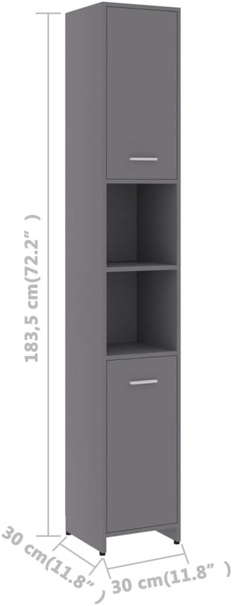 Bathroom Cabinet Indoor Home Laundry Room Washroom Toilet Rack Cupboard Storage Cabinet Shelf Furniture Grey Engineered Wood