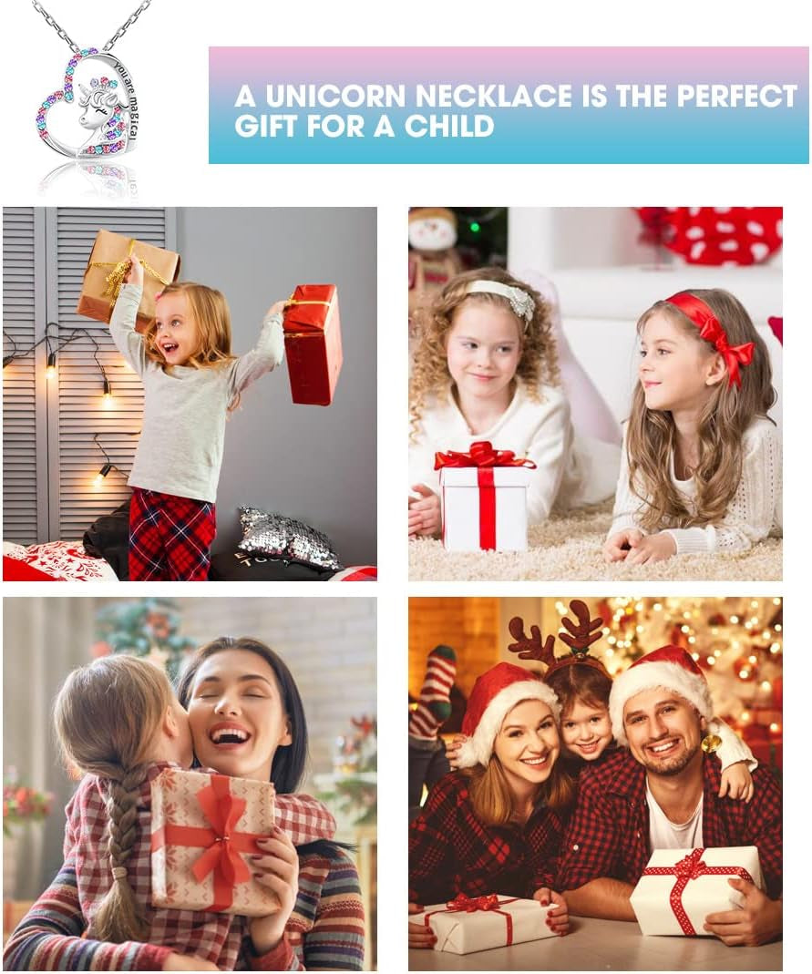 Unicorn Earrings Necklace Hypoallergenic Girls Toys Jewelry Licorne Heart Crown Pendant Earring Necklaces Girl Birthday Party Gifts for Daughter Granddaughter