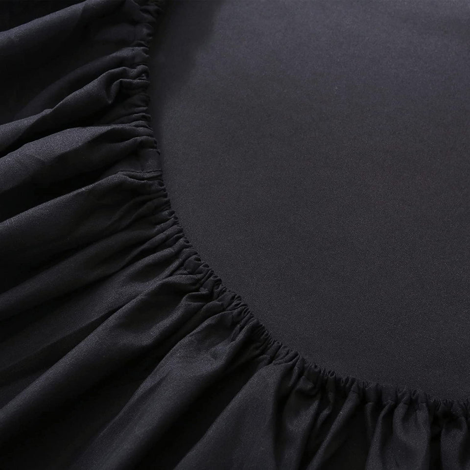 Justlinen- 4 Piece Queen Bed Sheet Set- 1200TC Ultra-Soft Microfibre Bed Sheets - Breathable Bedding - Wrinkle, Fade, Stain Resistant - Deep Pocket (Black, Queen)