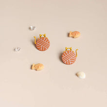 Load image into Gallery viewer, Cute Cat Earrings Orange Kitten Stud Earring Teen Girls Cat Lovers Birthday Christmas Gift
