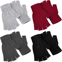 Load image into Gallery viewer, 4 Pairs Winter Half Finger Gloves Knitted Fingerless Mittens Warm Stretchy Gloves for Men and Women
