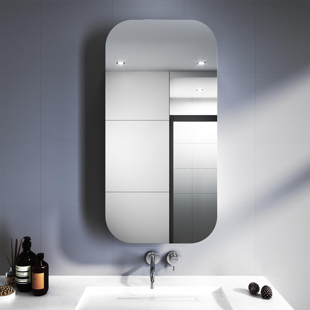 Bathroom Mirror Cabinet Medicine Vanity Wall Mirrored Cupboard with Storage,450Mmx900Mm