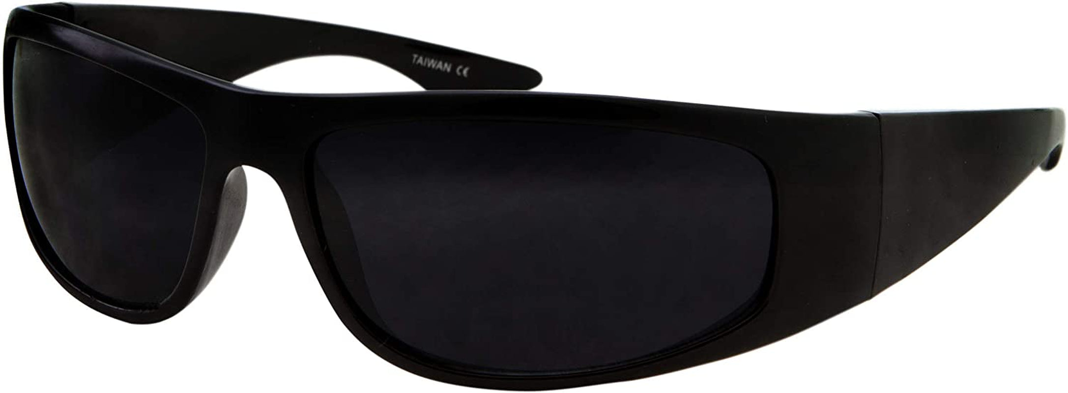 Super Dark Lens Black Sunglasses | Biker Style Rider | Wrap around Frame