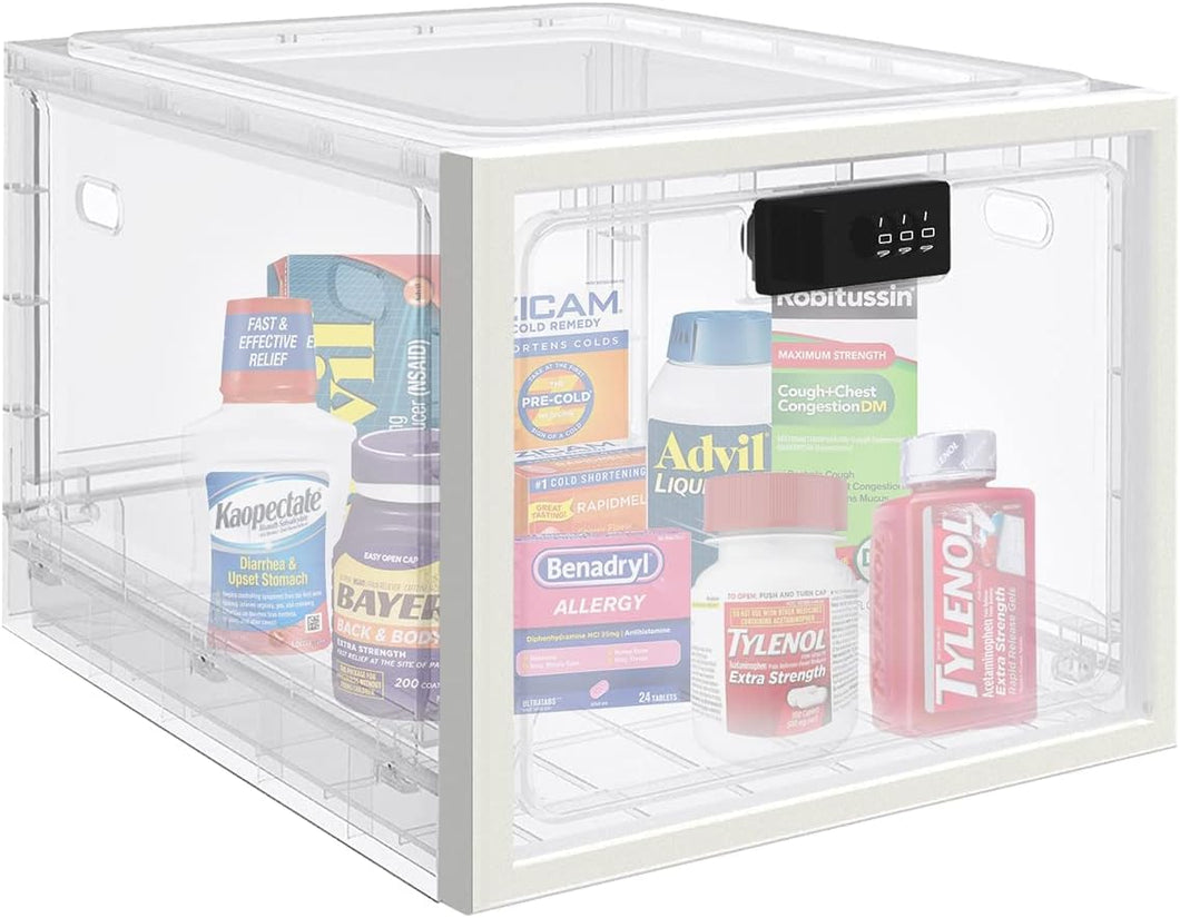 Lockable Box, Medicine Lock Box for Safe Medication, Clear Lockable Storage Box for Medicine, Food and Home Safety, Lockable Storage Bin, Refrigerator Storage Bins…