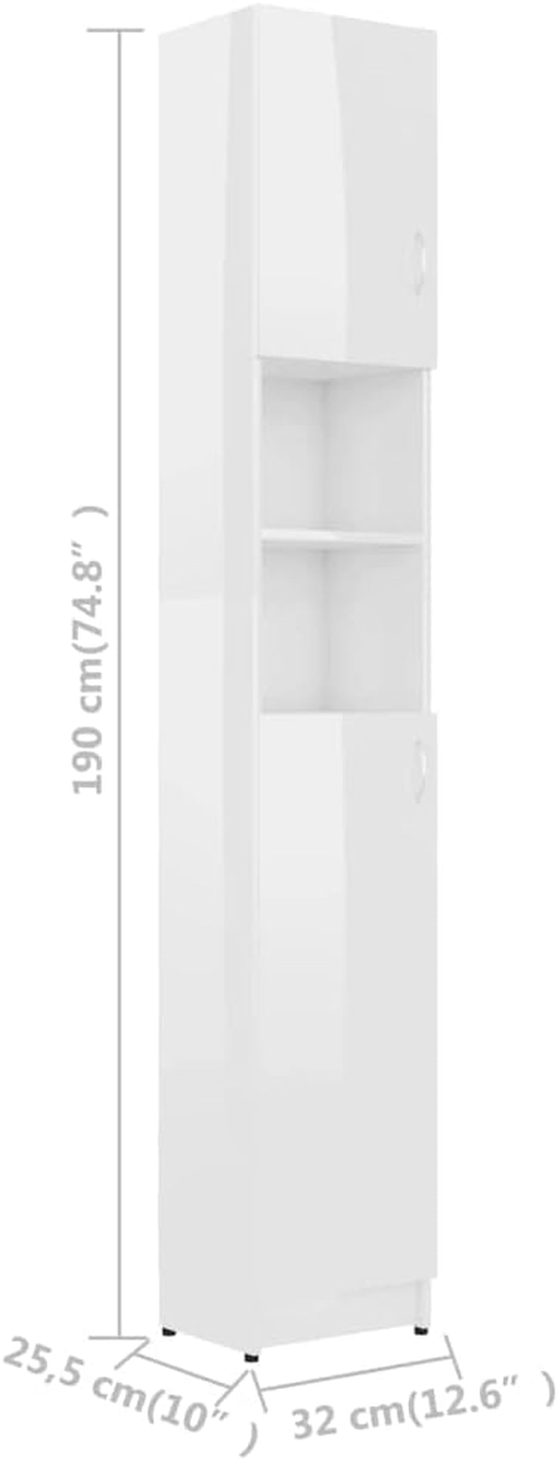 Bathroom Cabinet Home Laundry Room Rack Washroom Organiser Cupboard Storage Cabinet Furniture High Gloss White Engineered Wood
