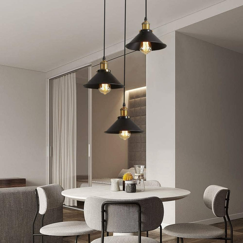Ceiling Hanging Light, Industrial Chandelier Retro Simple Metal Lampshade E27 Lamp Holder, Dining Room, Living Room Ceiling Lighting, Warehouse Storage Room, 3 Household Simple Lamps