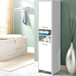 Bathroom Storage Cabinet Shelf 185CM Toilet Furniture Organiser Laundry Cupboard Space Saver White