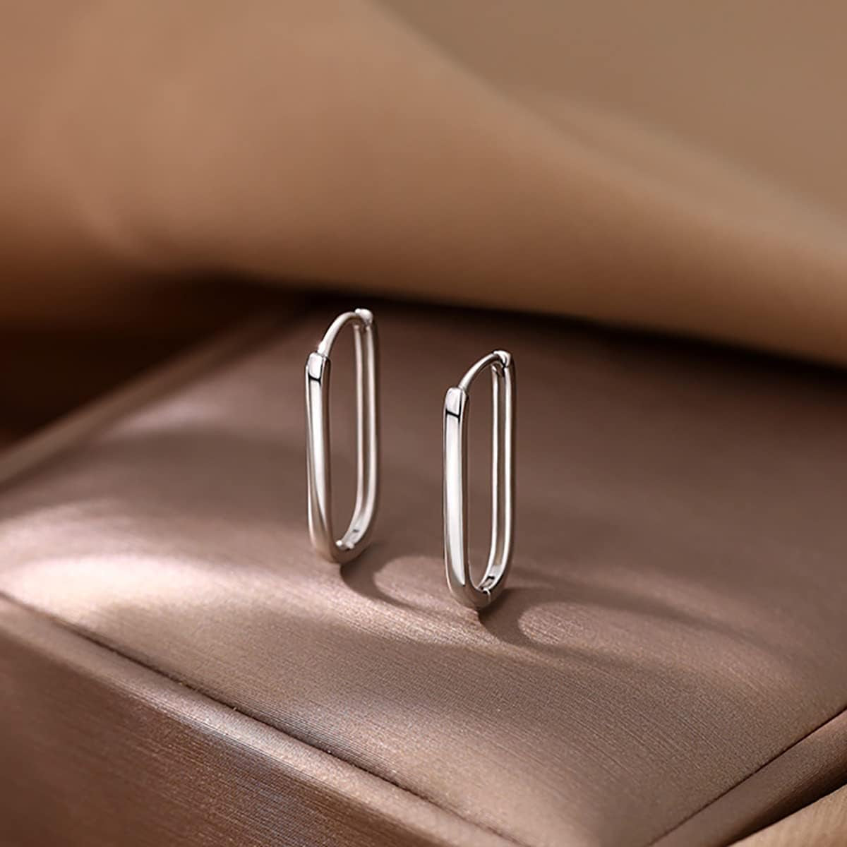 925 Sterling Silver U Hoop Earrings for Women Teen Girls Minimalist Square Hoop Earrings U Huggie Earrings