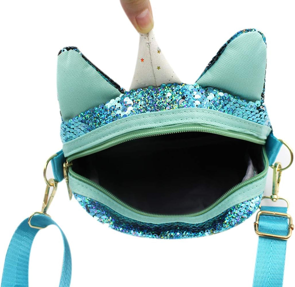 Women Girls Cute Unicorn Glitter Sequins Crossbody Purses Handbag Shoulder Bag for Kids Little Girls
