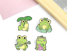 Load image into Gallery viewer, Cute Frog Enamel Brooch Pin Set Cartoon Animal Pins Creative Lapel Pins Frog Enamel Pin Brooch for Backpacks Hats Bags
