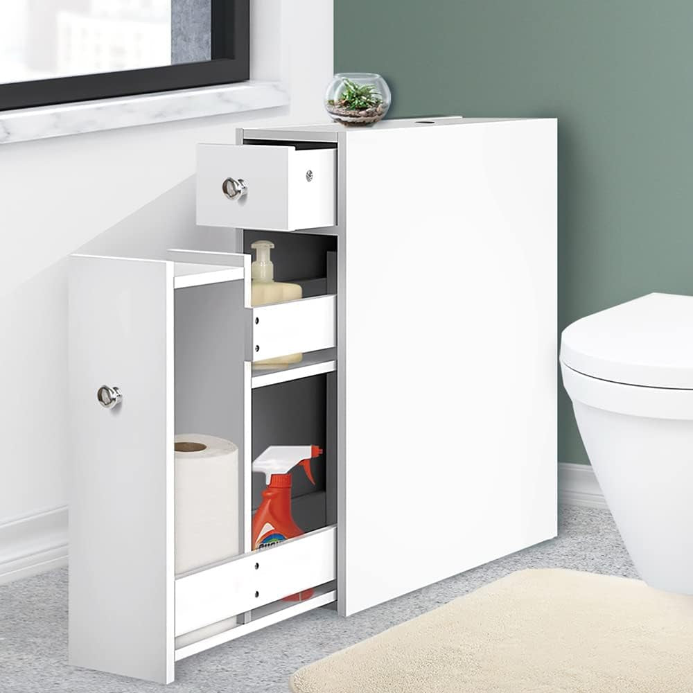 Bathroom Cabinet Storage Shelf Toilet Cupboard Wall Mirror Laundry
