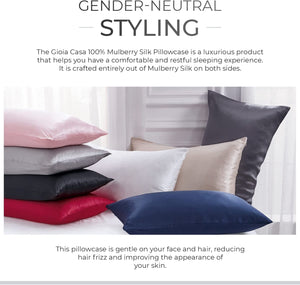 Luxury Pillowcase - 100% Pure Mulberry Silk on Both Sides - Soft anti Wrinkle, Hypoallergenic, Washable Bed Pillowcases - Premium Pillow Cover That Protects Your Hair and Skin - White