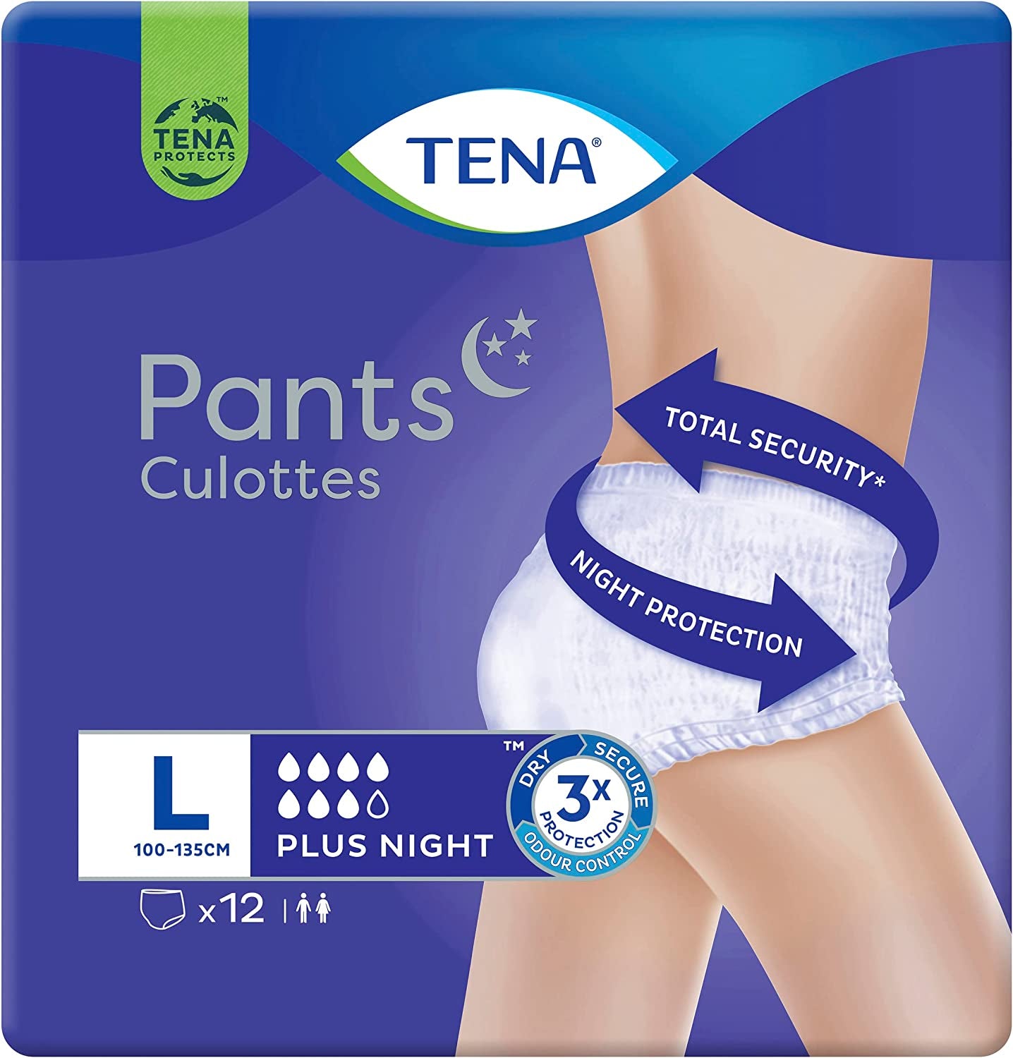 Night Pants, Unisex, Heavy Incontinence (Pack of 12), Large 12 Count, Pack of 12