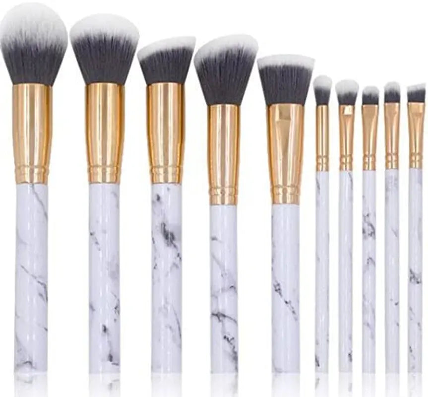 Marble Makeup Brushes Set 10 Pcs Professional Premium Synthetic Kabuki Foundation Cream Face Powder Blush Concealer Eyeshadow Brush