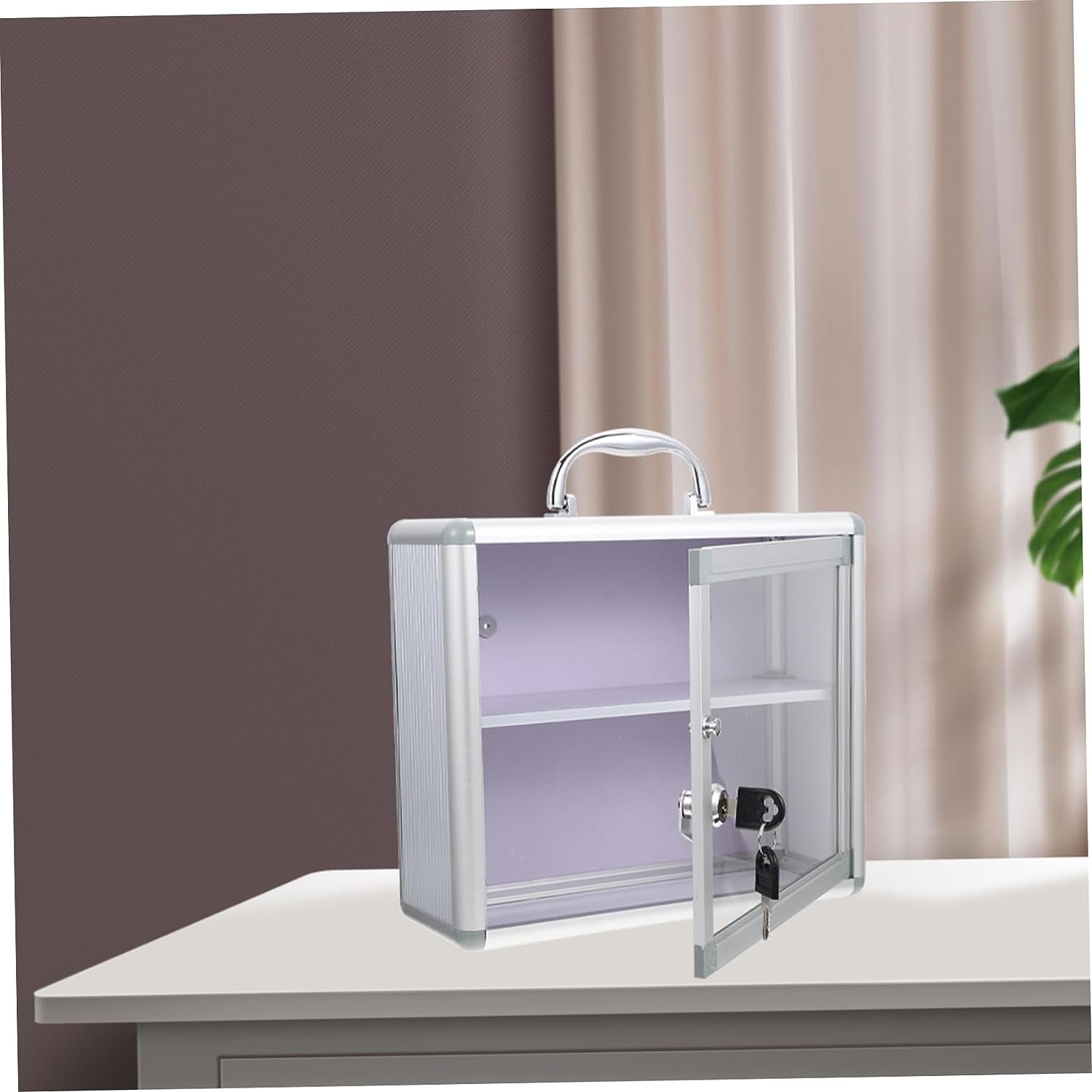 Medication Storage Case 1 Set Multi-Layer Medicine Box with Lock Office Accessories Car Lock Box Emergency Storage Box Locking Storage Box Wall-Mounted Locking Box Handle