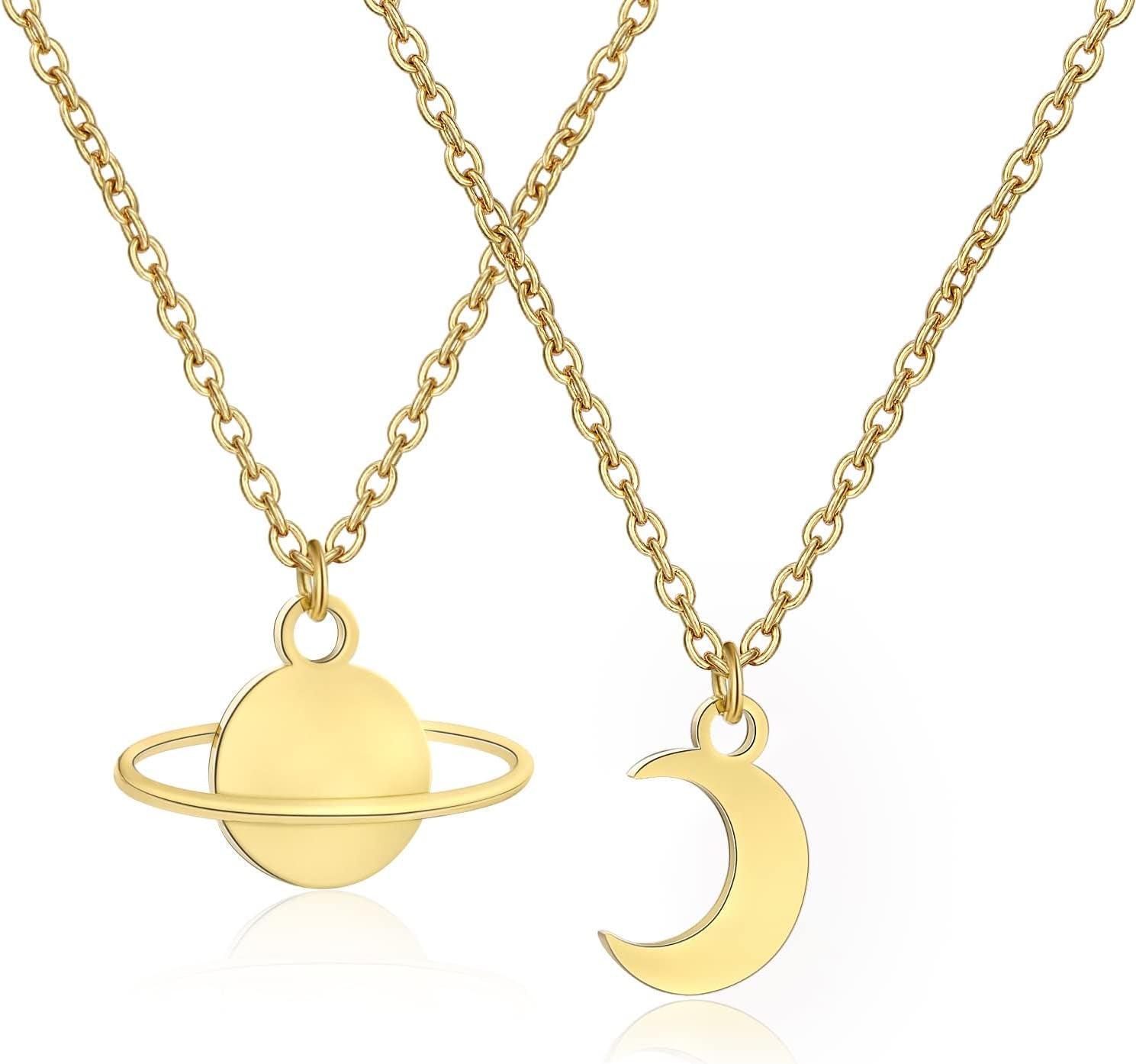 Holy Rose 2 Pcs Moon Star Saturn Necklace Music Lover Gift Singer Gifts Singer Song Inspired Fans Gift
