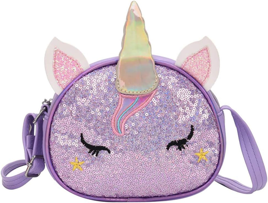 Girls Unicorn Sequin Glitter Crossbody Shoulder Purse Handbag Women Satchel Tote Shell Bag, Sequin Blue, One Size, Satchel