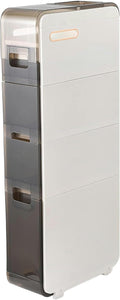 4 Tier Bathroom Floor Cabinet, Vertical Storage Unit with Clear Drawers and Casters, Narrow Tall Slim Storage Tower Waterproof Toilet Paper Storage Cabinet for Small Spaces Gaps