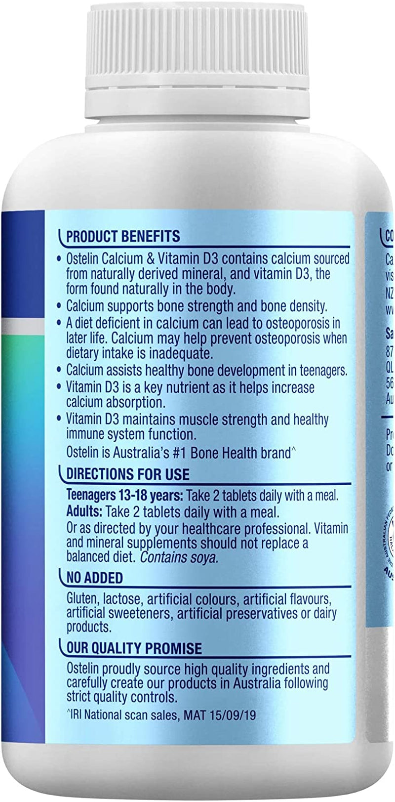 Calcium & Vitamin D - D3 for Bone Health + Immune Support, 250 Tablets