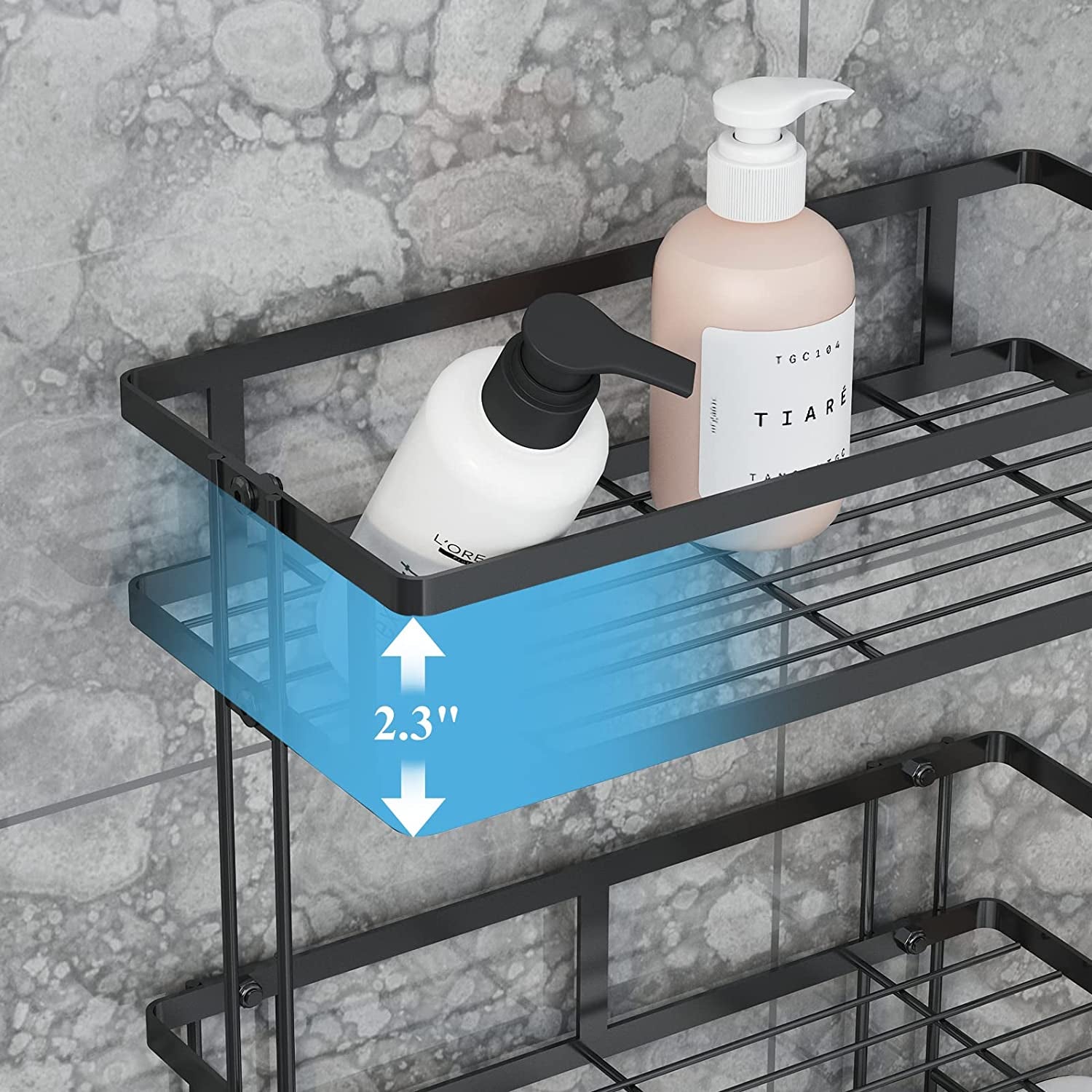 2-Tier Bathroom over the Toilet Storage Shelf, Bathroom Storage Organizer with Toilet Paper Holder, Space Saver,Black