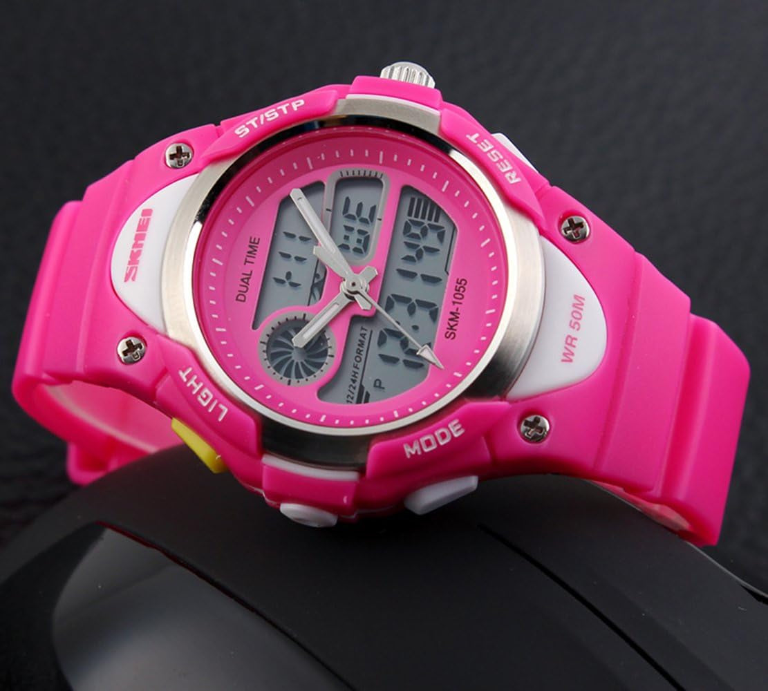 Kids Teens Girls Waterproof Sports Digital Watches Timer with Alarm Stopwatch 7 Colorful Luminous for Age 6-15