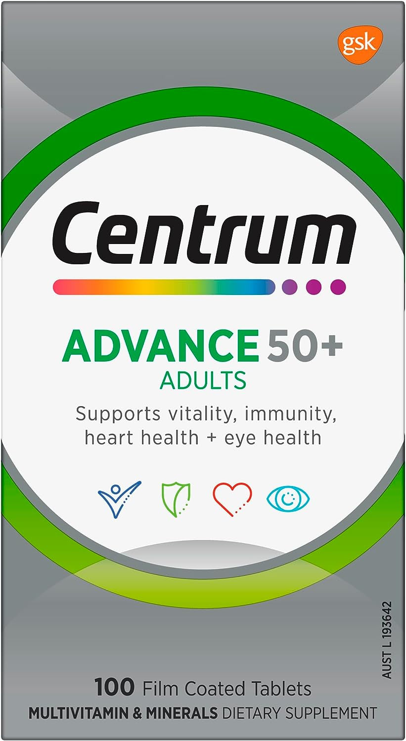 Advance 50+, Multivitamin with Vitamins & Minerals to Support Vitality, Immunity, Heart Health & Eye Health, 100 Tablets