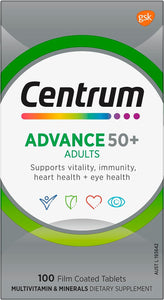 Advance 50+, Multivitamin with Vitamins & Minerals to Support Vitality, Immunity, Heart Health & Eye Health, 100 Tablets