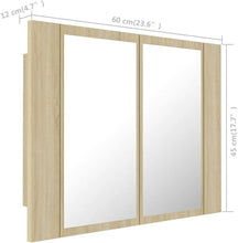 Load image into Gallery viewer, LED Bathroom Mirror Cabinet Indoor Washroom Vanity Wall Furniture Household LED Mirror Storage Cabinet with RGB Light Sonoma Oak Acrylic
