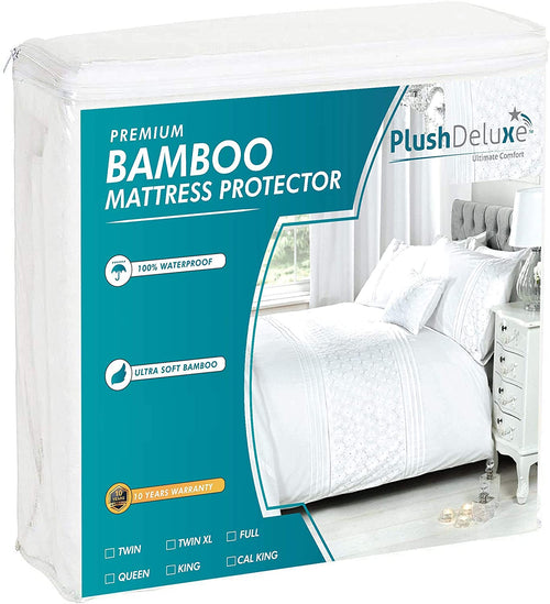 Premium Bamboo Mattress Protector – Waterproof & Ultra Soft Breathable Bed Mattress Cover for Comfort & Protection - (Queen Size)