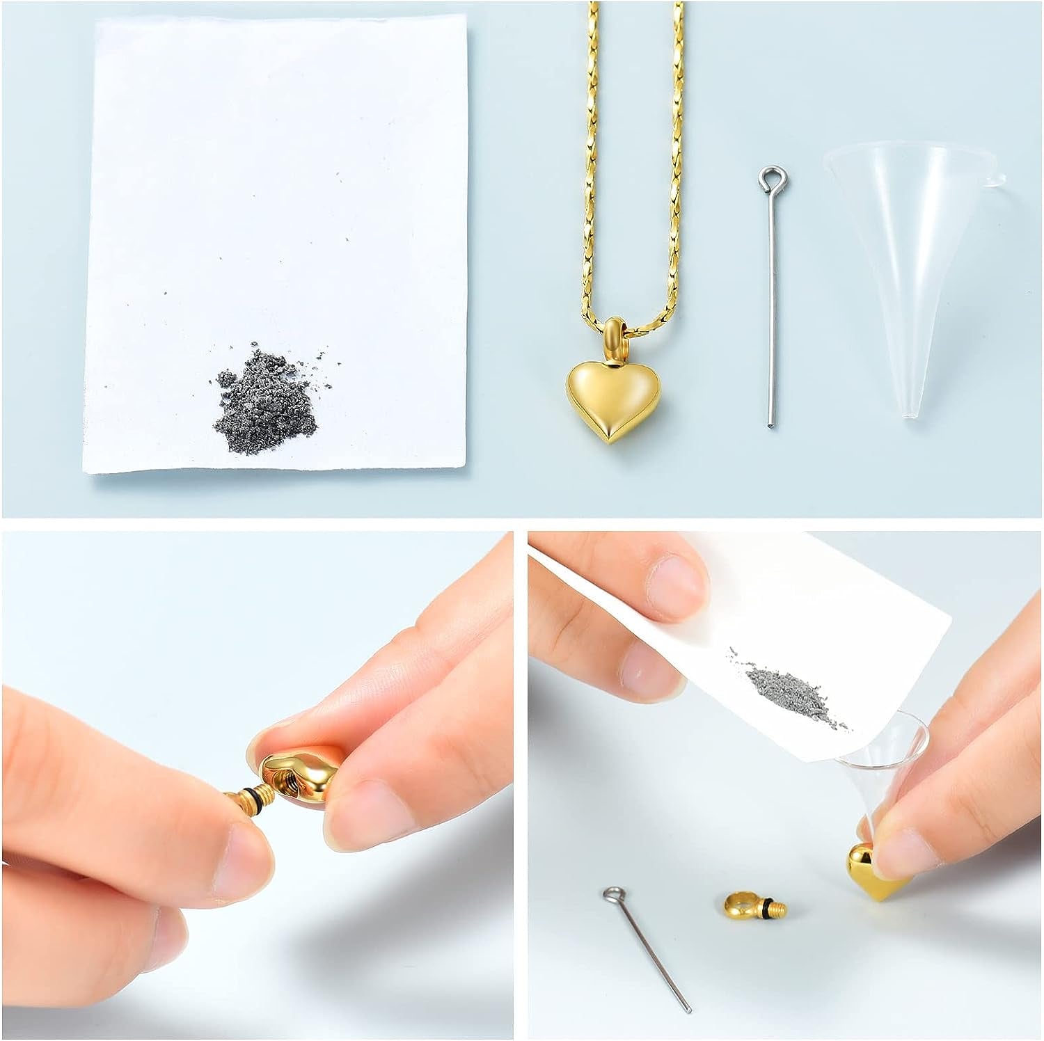 Small Heart Cremation Urn Necklace for Ashes Stainless Steel Memorial Ash Pendant Keepsake Jewelry