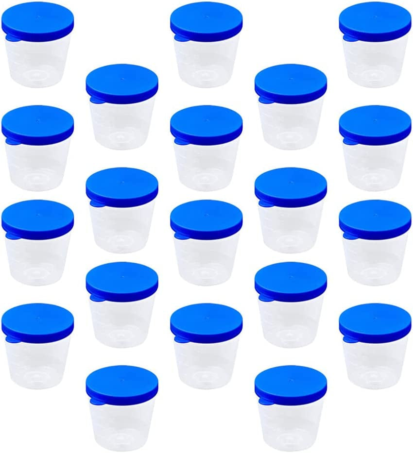 Plastic Specimen Cup Specimen Container Plastic Urine Cups with Lid Stool Specimen Container without Label for Laboratory Pregnancy Test 40ML 100Pcs