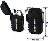 Waterproof Dual Arc Lighter,USB Rechargeable Windproof Flameless Electric Lighter with Lanyard for Outdoors Adventure Camping Hiking Hunting pattanaustralia