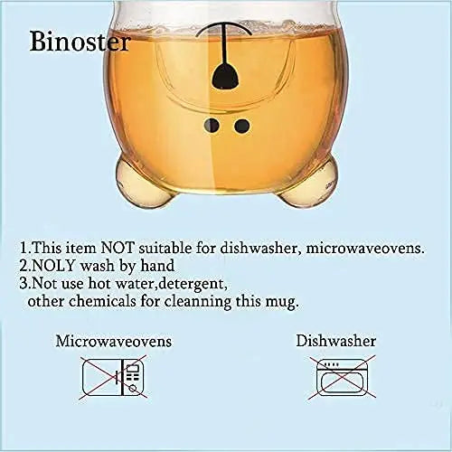 cute mugs  Double Wall Insulated Glasses Cup, Best for  Office and Personal use , Birthday gift (Bear) pattanaustralia