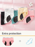 Teen Girls' Period Underwear for Age 8-16 Cotton Menstrual Panties 3-Pack