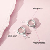 925 Sterling Silver Petite Simulated Birthstone Heart Charm Hoop Earrings for Girls 12Mm - Cubic Zirconia Earrings for Girls - Beautiful Simulated Birthstone Earrings for Young Girls