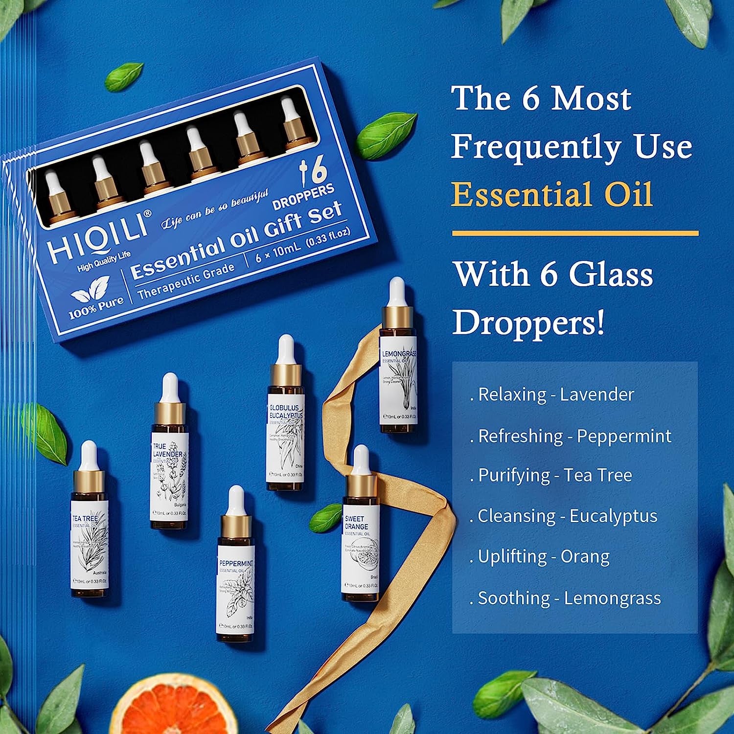 Essential Oils for Diffusers for Home, Natural Pure Aromatherapy Oils Gift Set for Humidifiers, Skin Care, Hair Care, Massage, Spray, Soak Making- 6X10Ml