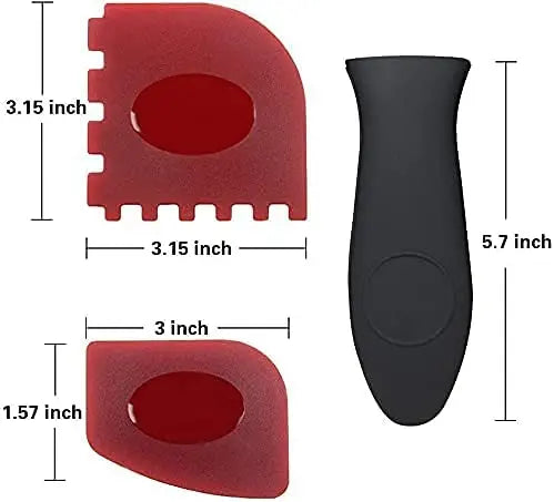 Durable Grill Pan Scraper and Silicone Hot Handle Holder for Lodge Cast Iron Cookware Accessories Pattan Australia