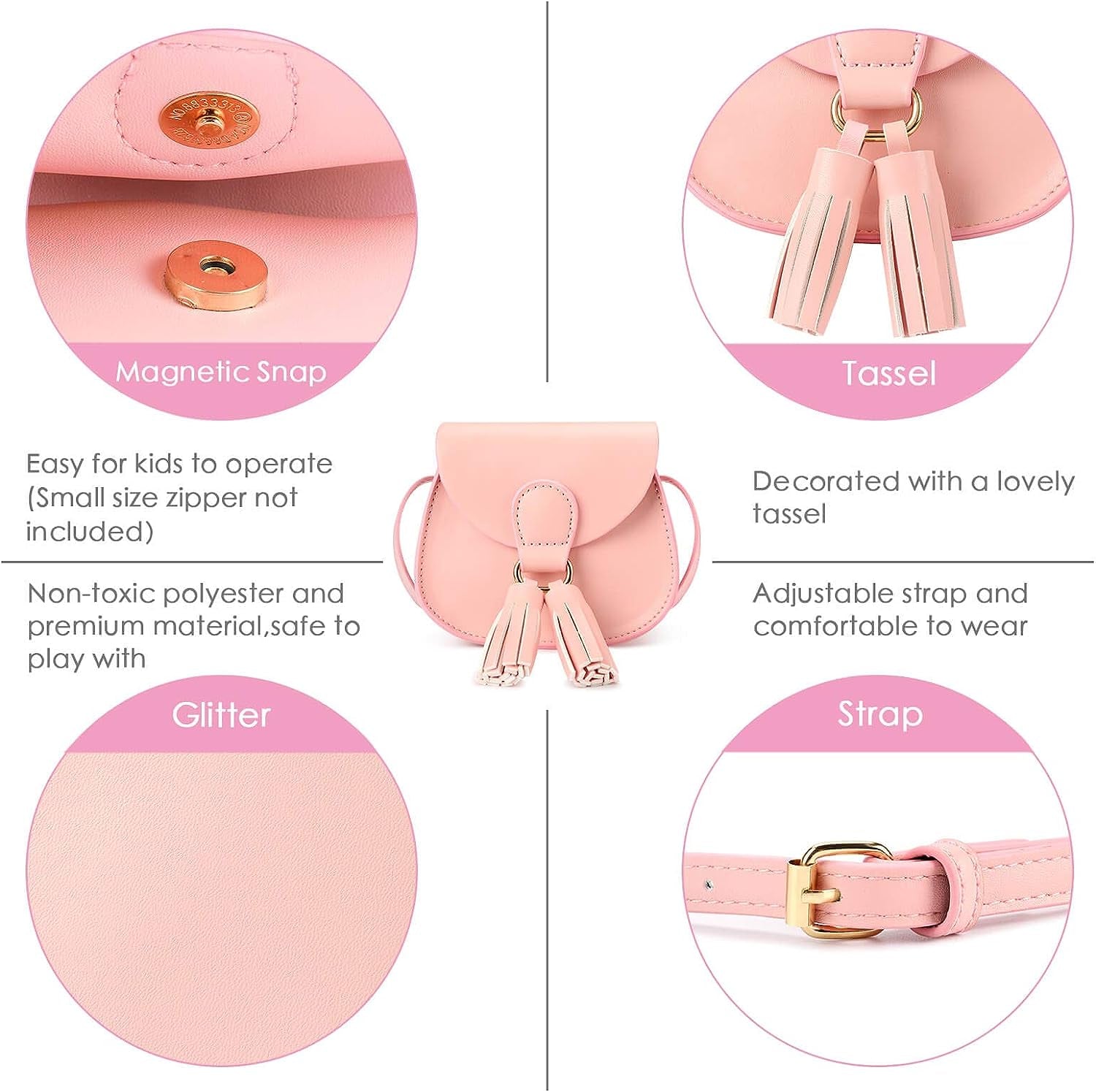 Kids Purse for Little Girls Toddler Crossbody Bag with Tassel