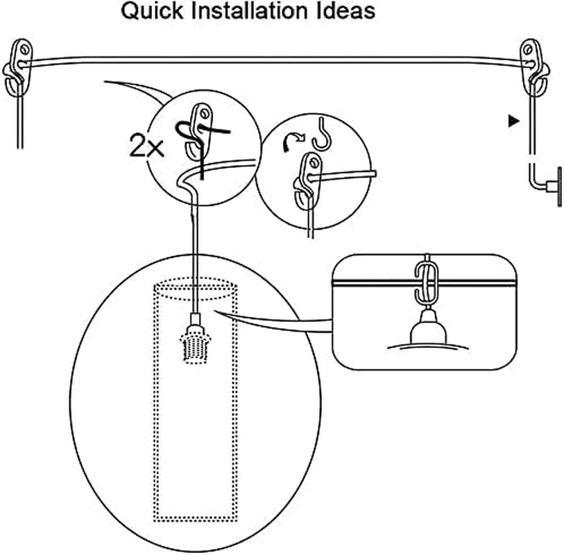 2 Pack Plug in Pendant Light Cord Kit, DIY Extension Hanging Lighting with E26 Socket & Switch - 15 FT